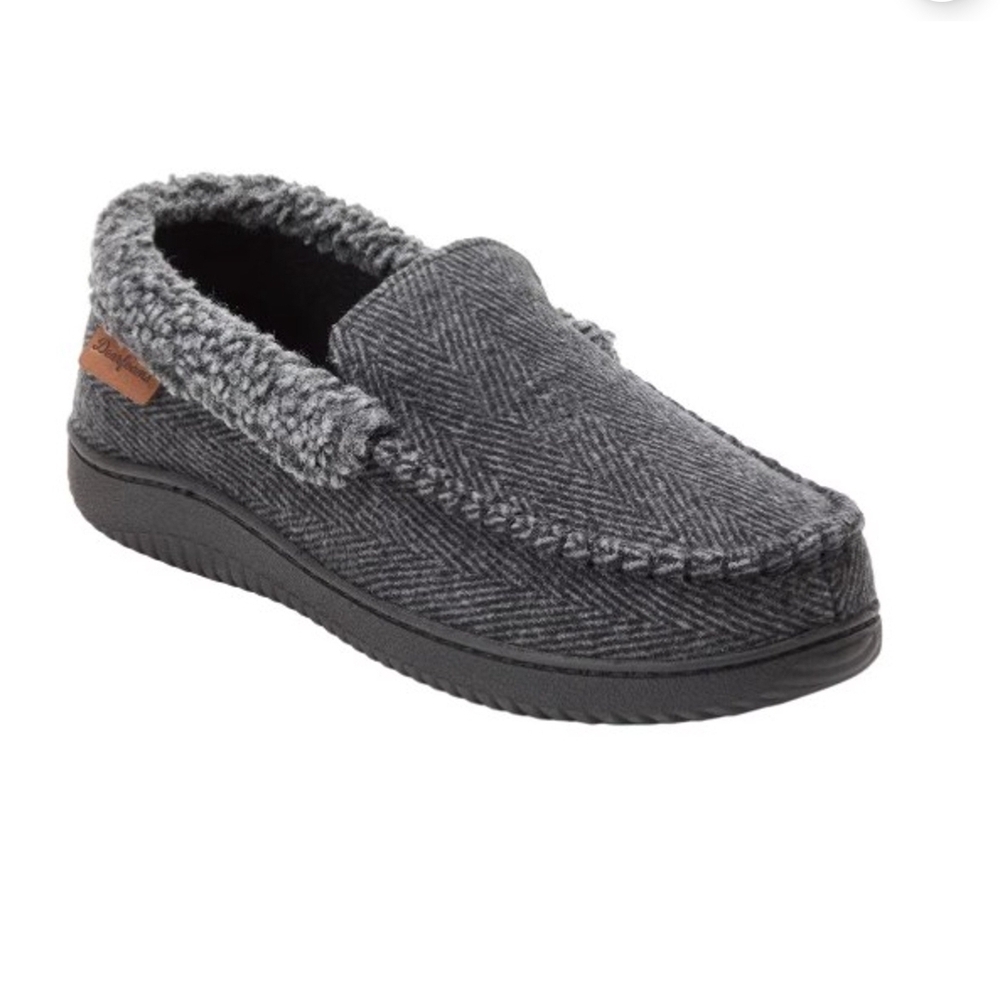 Dearfoams Men's Charcoal Herringbone Slip-On Moccasin